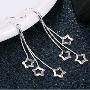 Sterling Silver Star Dangle Earrings 4th of July